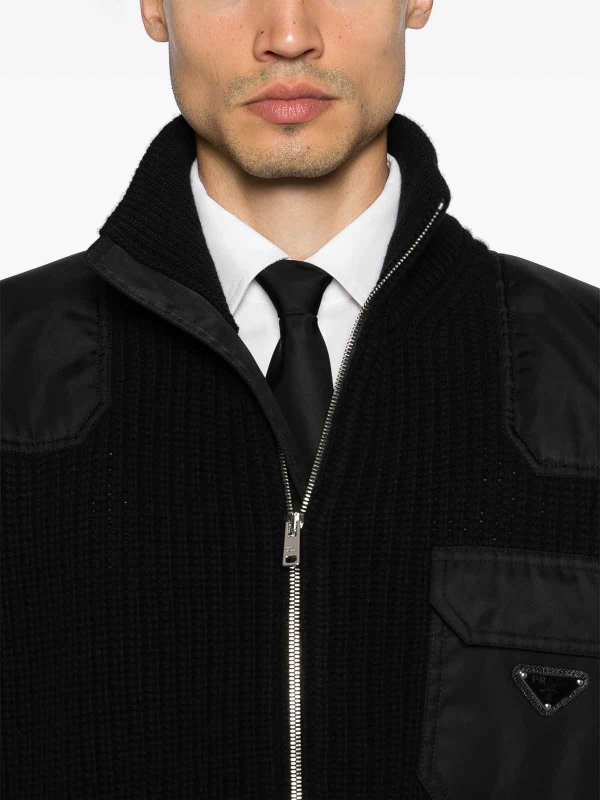PRADA buy online Re-Nylon-Panelling Cardigan