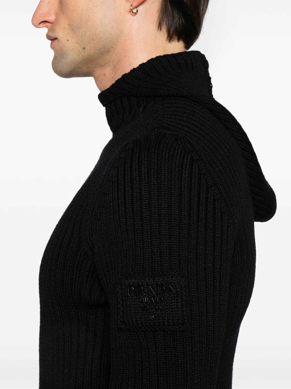 PRADA buy online Ribbed-Knit Hoodie