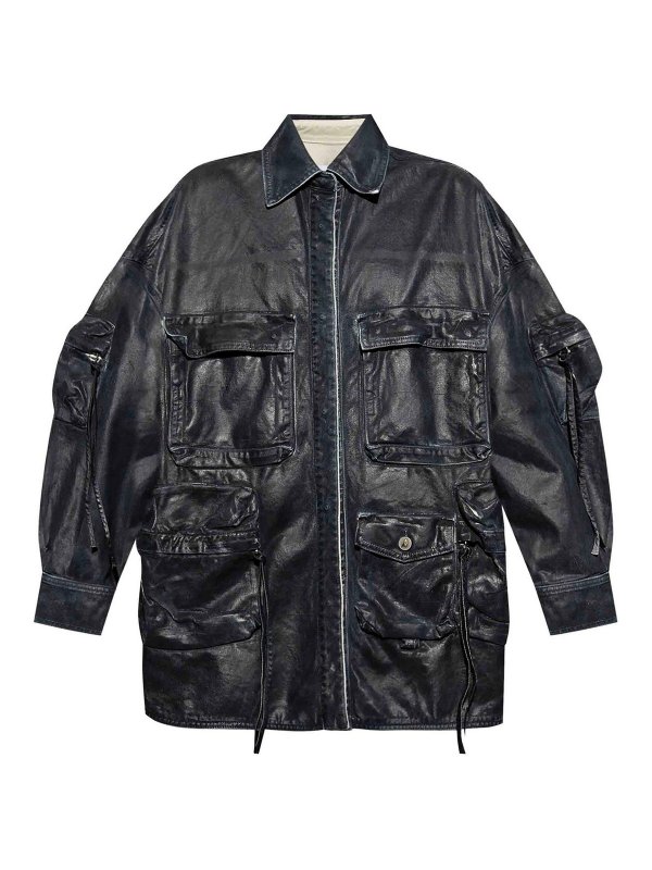 The Attico: denim jacket - Fern Multi-Pocket Denim Jacket