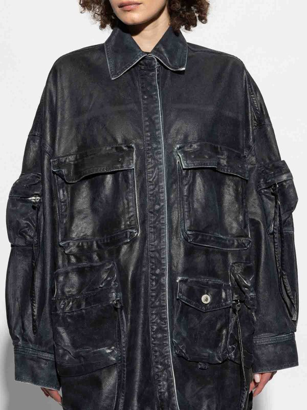 The Best Shops The Attico: denim jacket - Fern Multi-Pocket Denim Jacket