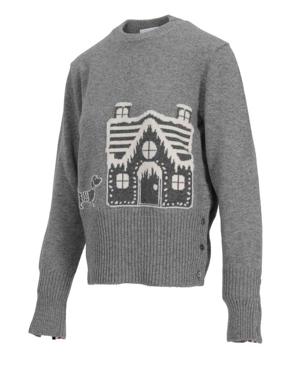 THOM BROWNE: Pull col rond online - Pull Col Rond - Gris