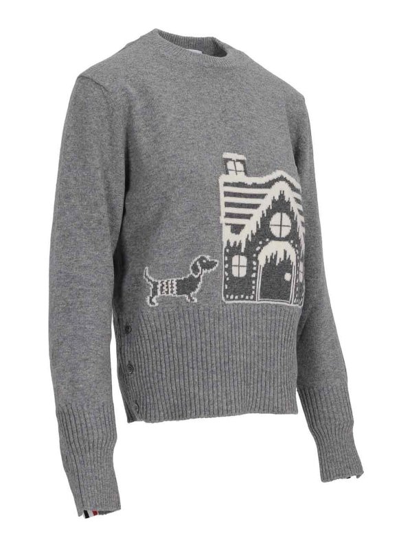 The Best Shops THOM BROWNE: Pull col rond - Pull Col Rond - Gris