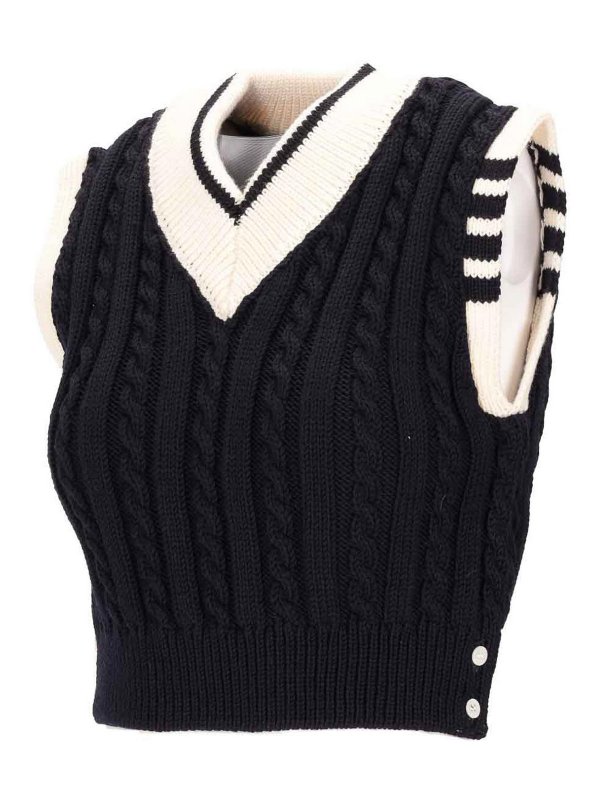 THOM BROWNE: Chalecos online - Chaleco - Azul Oscuro