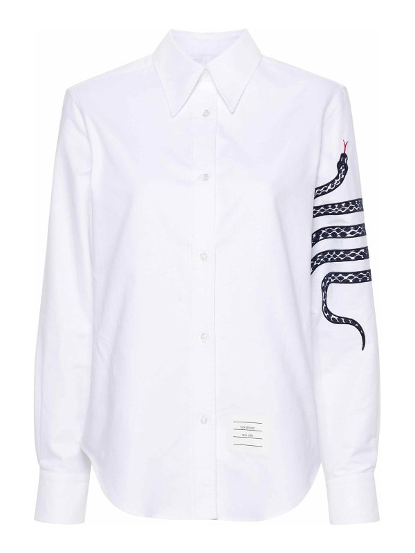 THOM BROWNE: shirts - Snake 4-Bar Cotton Shirt