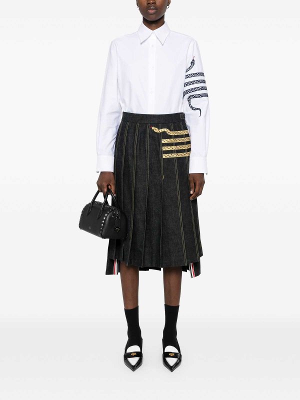 THOM BROWNE: shirts online - Snake 4-Bar Cotton Shirt