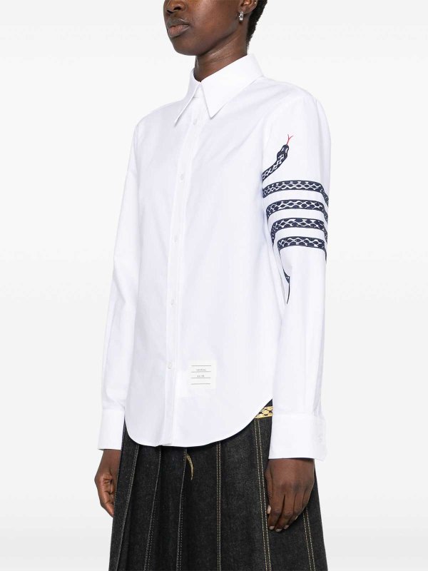 The Best Shops THOM BROWNE: shirts - Snake 4-Bar Cotton Shirt