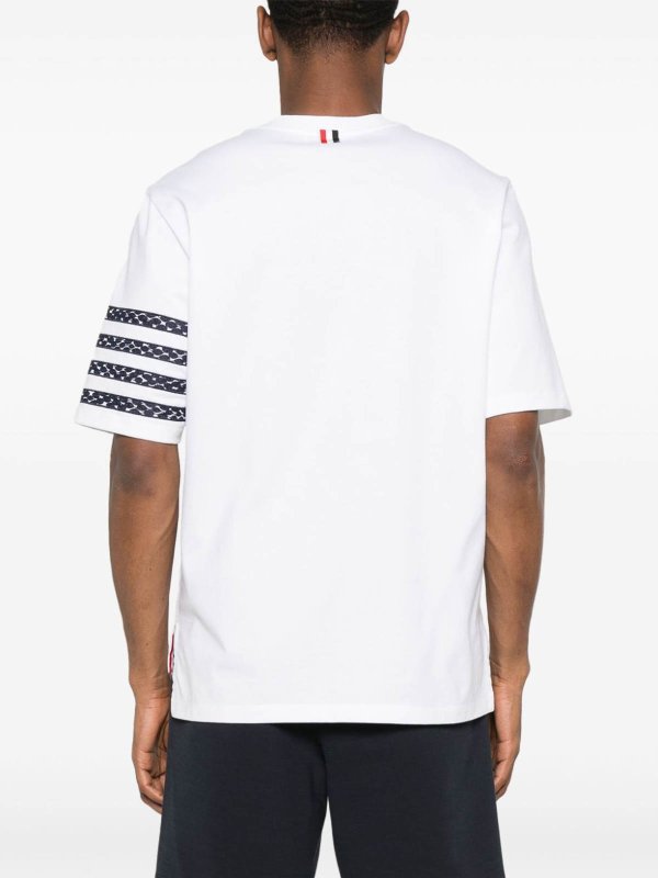 T-shirt in cotone con ricamo serpente shop online: THOM BROWNE