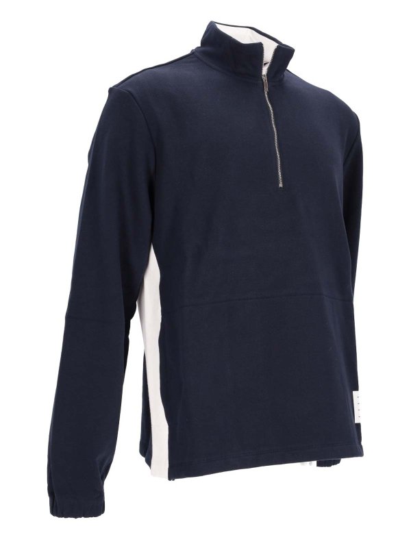 The Best Shops THOM BROWNE: Sweatshirts & Sweaters - Funnel Neck Half Zip Pullover