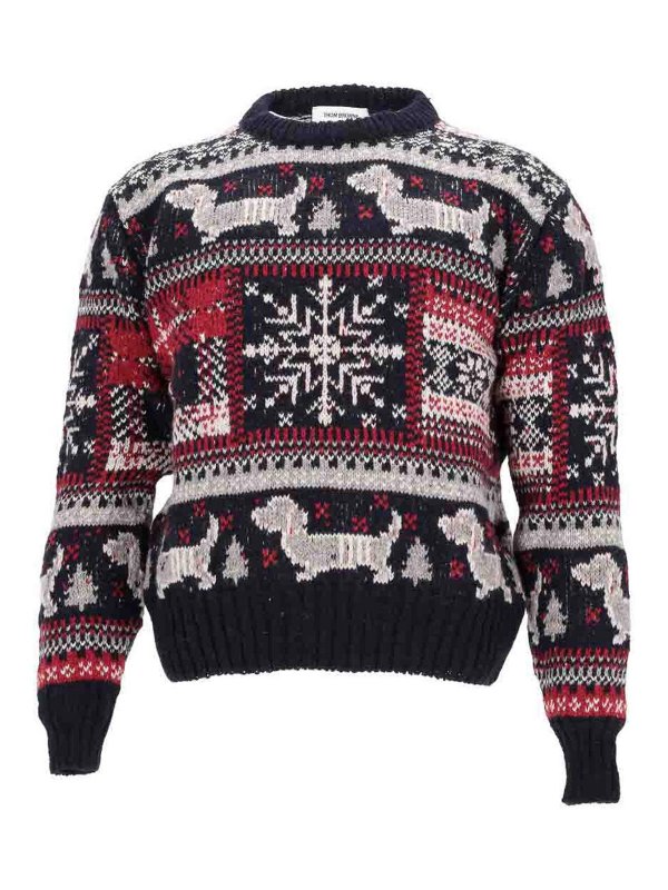 THOM BROWNE: Pull col rond - Pull Col Rond - Bleu Foncé