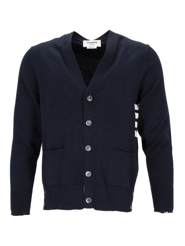 THOM BROWNE: cardigans - Jersey Stitch Relaxed Fit V Neck Cardigan