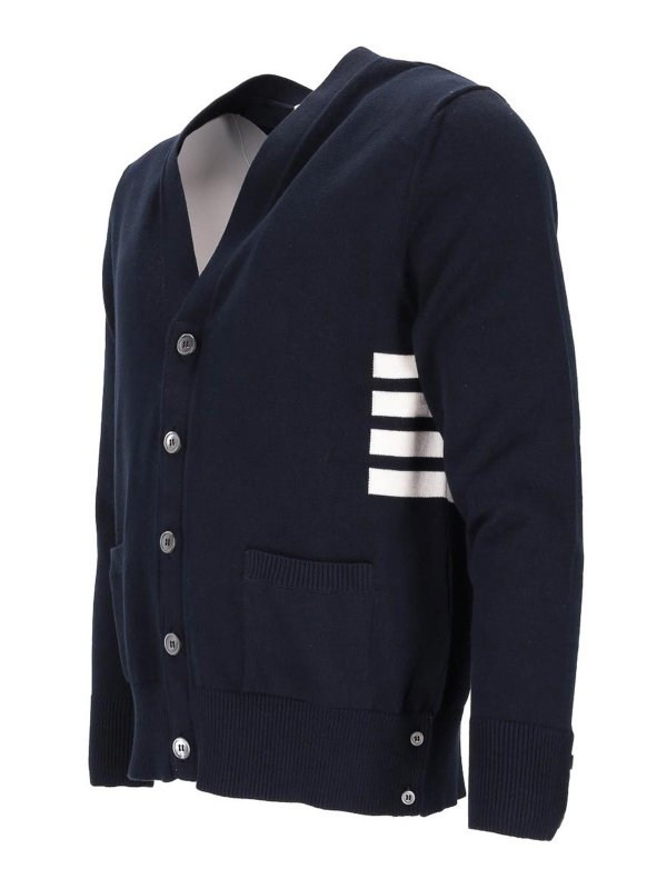 THOM BROWNE: cardigans online - Jersey Stitch Relaxed Fit V Neck Cardigan