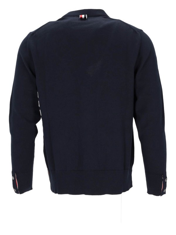 The Best Shops THOM BROWNE: cardigans - Jersey Stitch Relaxed Fit V Neck Cardigan
