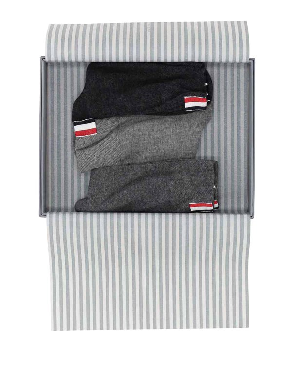 THOM BROWNE: calze - Confezione da 3 calzini alla caviglia