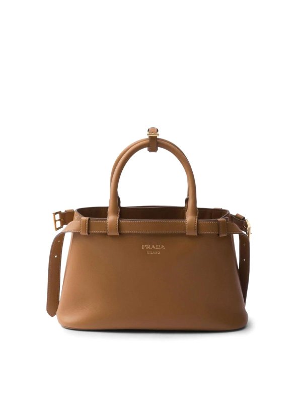 PRADA: cross body bags - Small Belted Leather Two-Way Bag