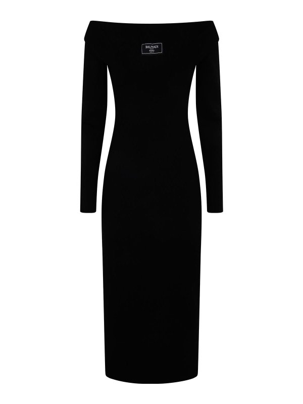 Balmain: abiti lunghi - Vestito  midi con cerniera in maglia