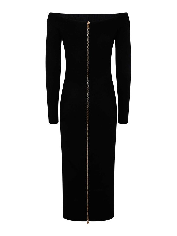 Balmain: abiti lunghi online - Vestito  midi con cerniera in maglia