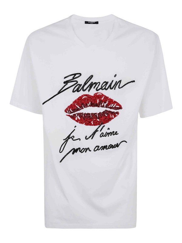 Balmain: t-shirts - Embroidere T-shirt