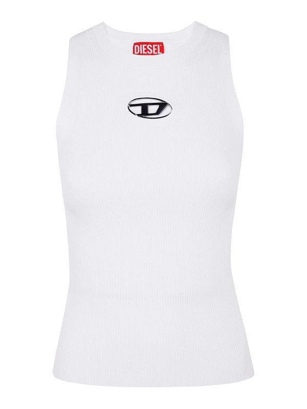 DIESEL: Strickpullover mit Rundhalsausschnitt - Rundhalspullover - Weiß