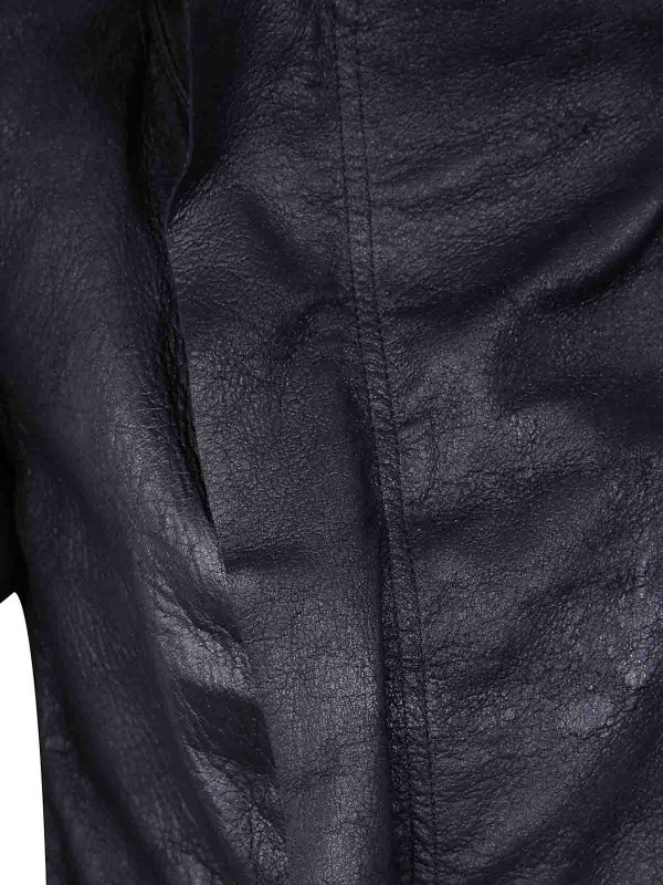 The Best Shops RICK OWENS: leather jacket - Low Neck Biker Jacket