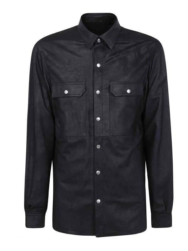 RICK OWENS: leather jacket - Outeshirt Leather Jacket