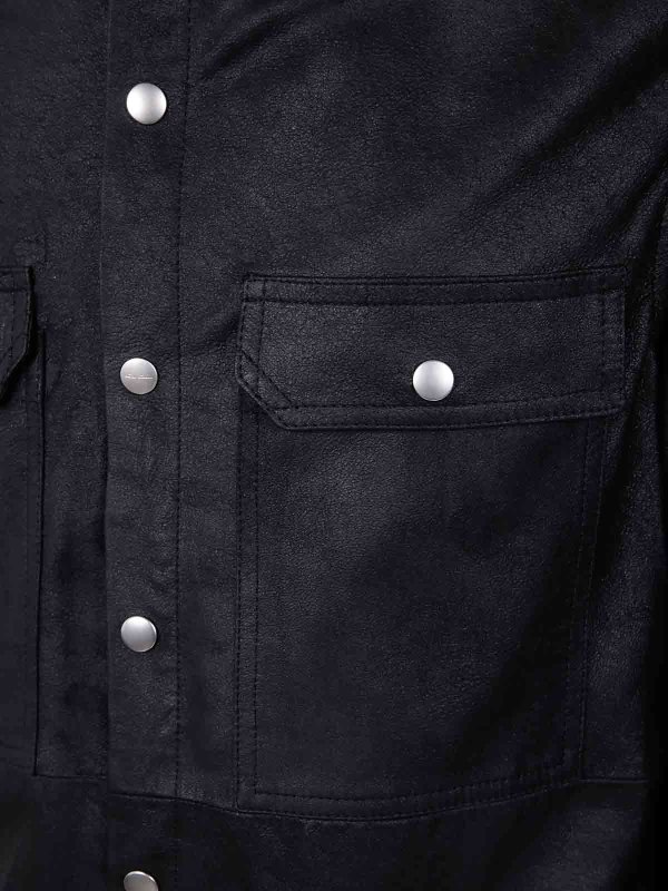 The Best Shops RICK OWENS: leather jacket - Outeshirt Leather Jacket