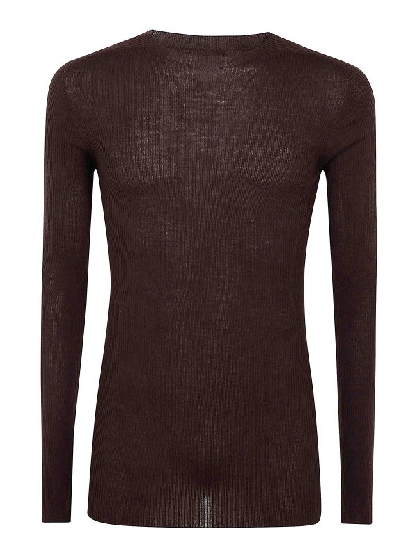 RICK OWENS: crew necks - Ribbed Round Neck Sweater