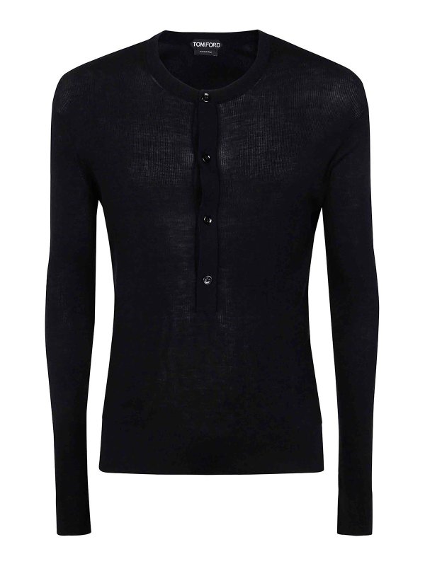 TOM FORD: Strickpullover mit Rundhalsausschnitt - Rundhalspullover - Schwarz