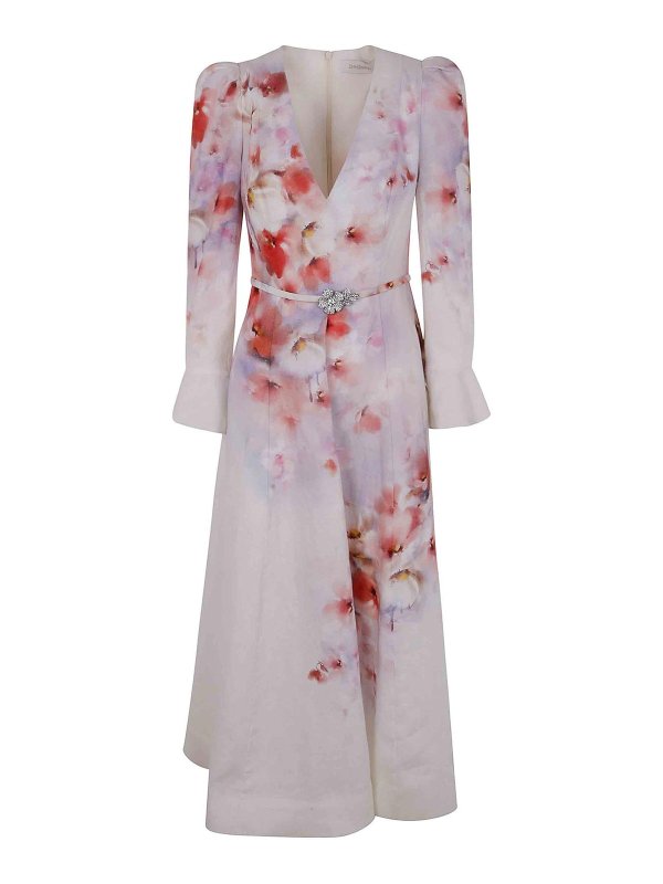 ZIMMERMANN: maxi dresses - Crush Frill Sleeved Midi Dress