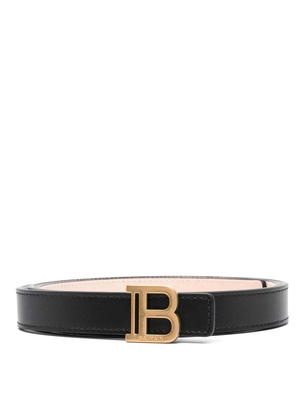 Balmain: cinture - Cintura B 2Cm-Vitello