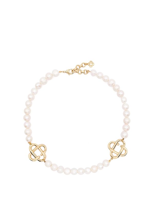 CASABLANCA: Necklaces & Chokers - Medium Pearl Logo Necklace