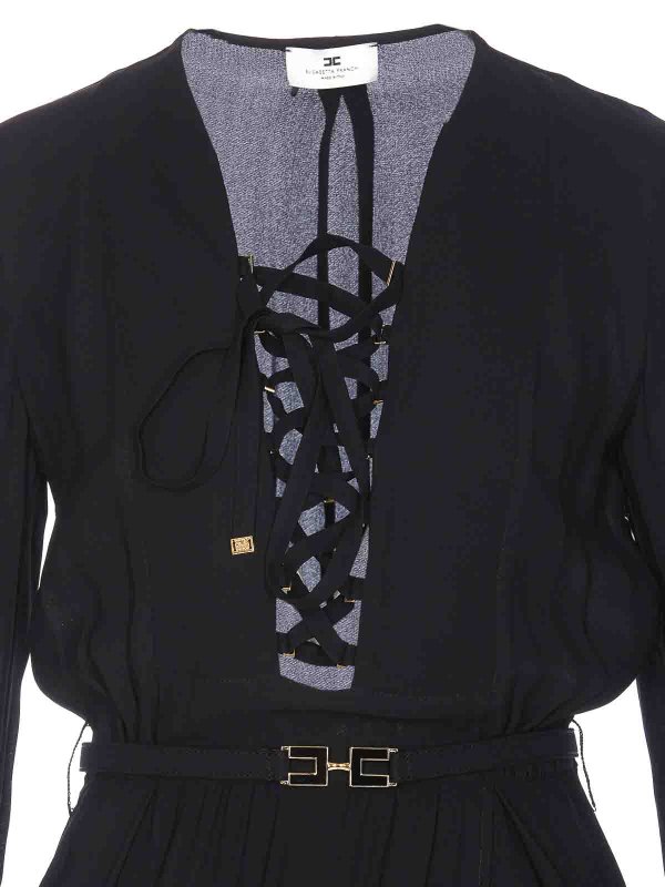 膝丈ドレス - 黒 shop online: ELISABETTA FRANCHI