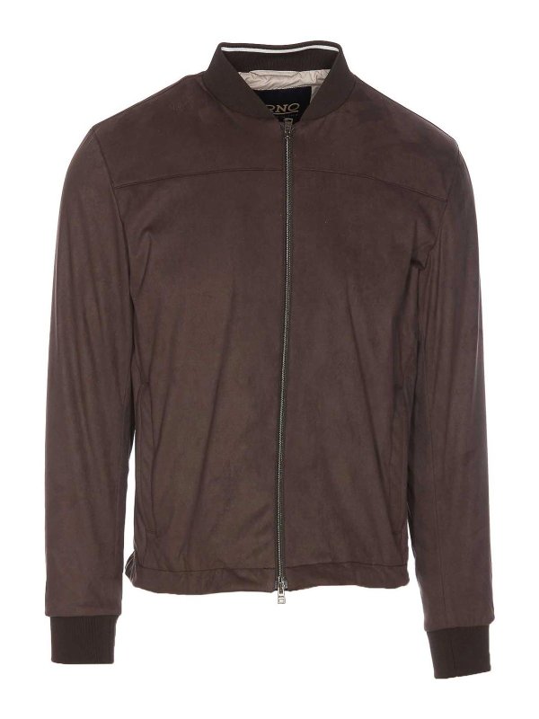 HERNO: giacche bomber - Bomber in pelle scamosciata
