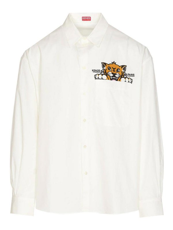 KENZO: shirts - Happy Tiger Pocket Casual Shirt