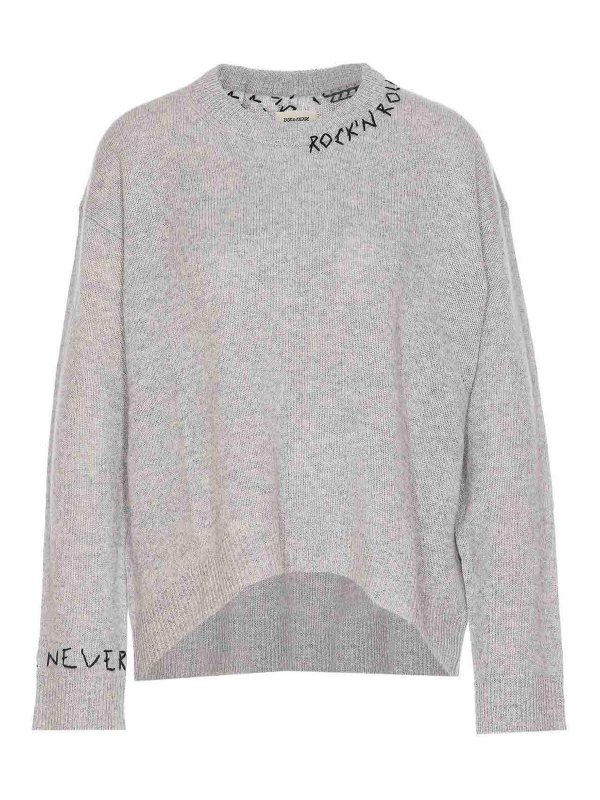 ZADIG&VOLTAIRE: Strickpullover mit Rundhalsausschnitt - Rundhalspullover - Grau