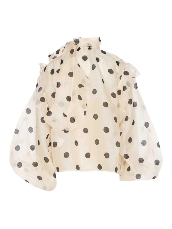 ZIMMERMANN: shirts online - Crush Tie Neck Ruffle Shirt