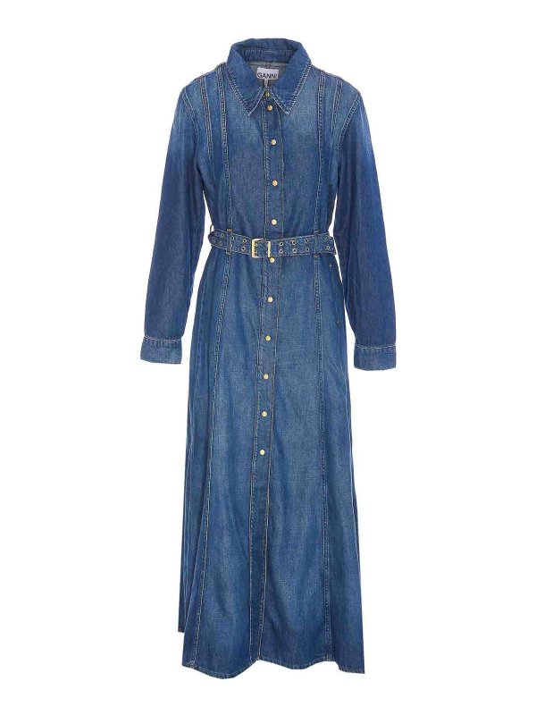 GANNI: Robe longueur genou - Robe Au Genou - Bleu