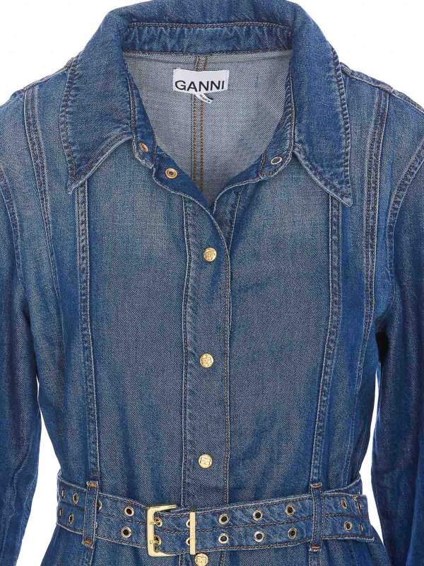 Robe Au Genou - Bleu shop online: GANNI