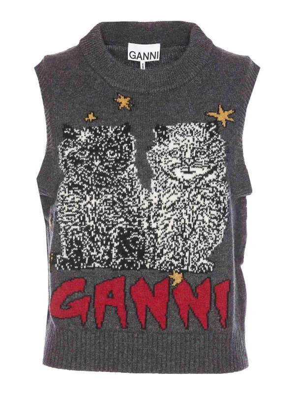 GANNI: Westen - Weste - Grau