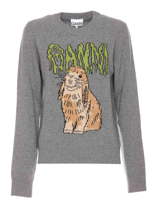 GANNI: crew necks - Graphic Bunny Sweater