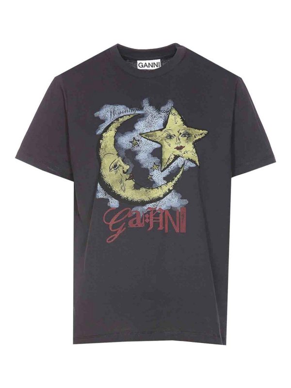 GANNI: t-shirt - Maglietta al chiaro di luna