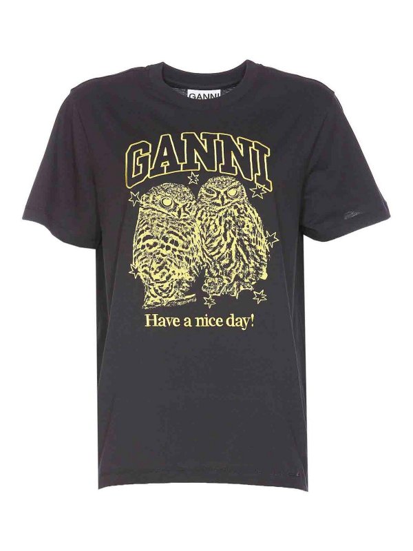 GANNI: Camisetas - Camiseta - Gris