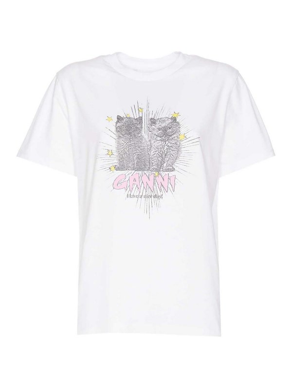 GANNI: T-shirts - T-Shirt - Weiß