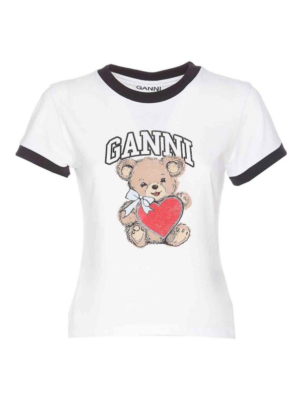 GANNI: Camisetas - Camiseta - Blanco