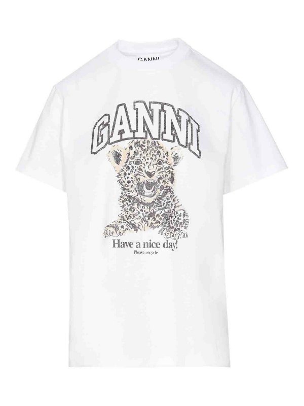 GANNI: T-shirts - T-Shirt - Weiß