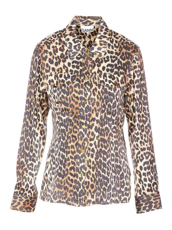 GANNI: shirts - Printed Leopard Shirt