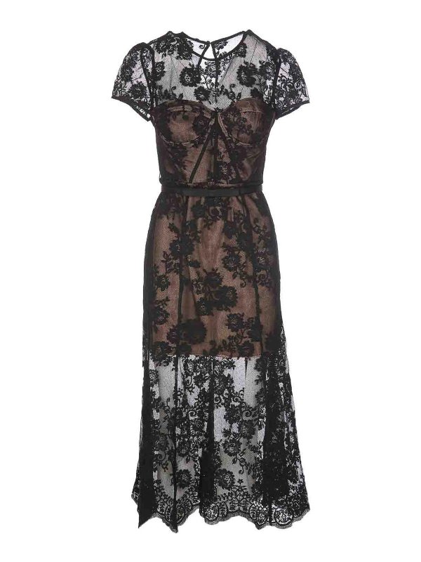 Self Portrait: abiti al ginocchio - Vestito  midi bustier in pizzo