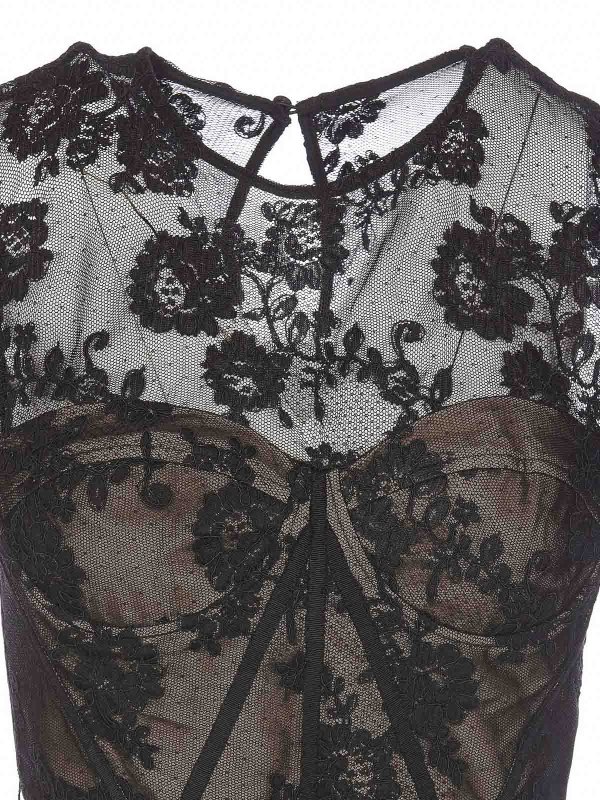 Vestito  midi bustier in pizzo shop online: Self Portrait