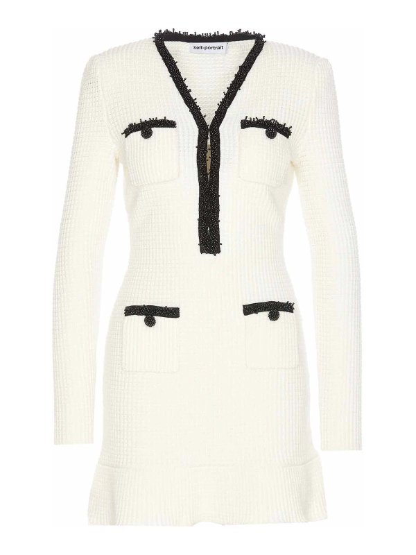 Self Portrait: knee length dresses - Pearl Knitted Dress