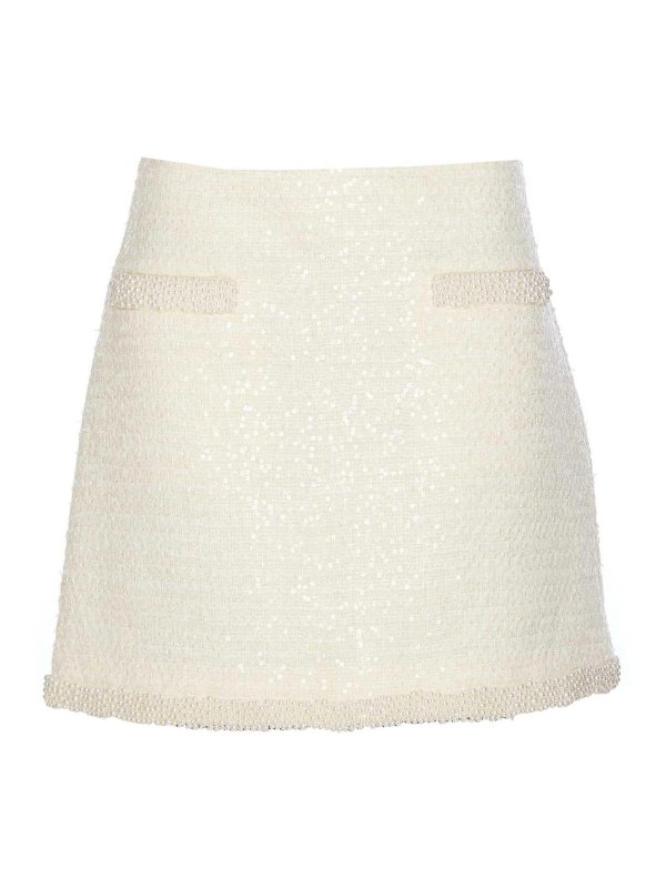 Self Portrait: mini skirts - Boucle Pearl Mini Skirt