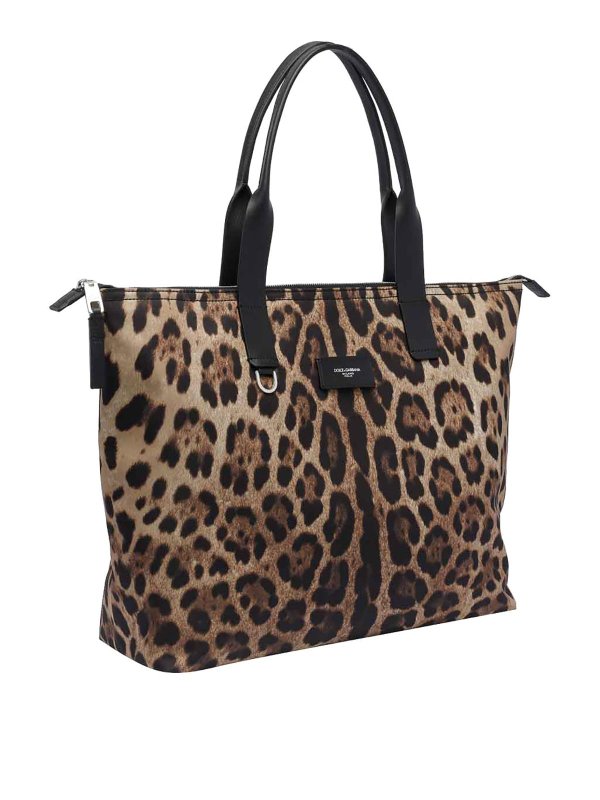 DOLCE & GABBANA: cross body bags online - Logo Leopard Shopping Bag